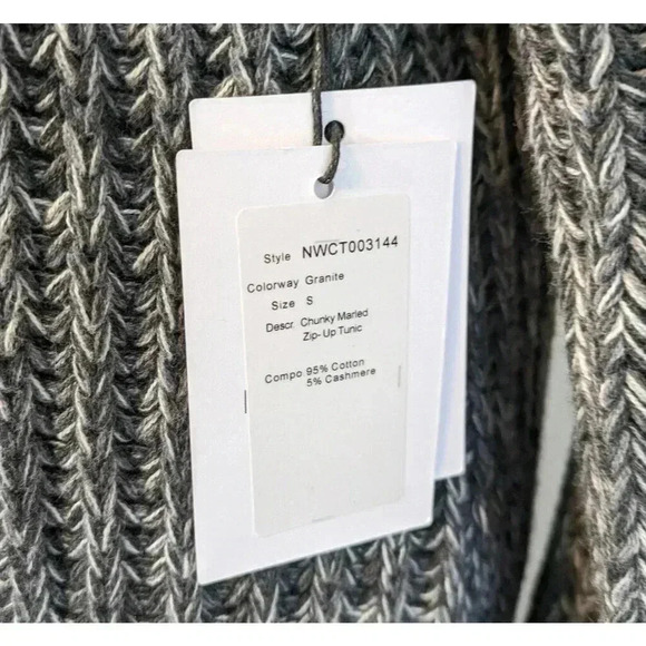 Naadam Gray Chunky Marled Zip Up Tunic Cardigan Sweater NEW Size Small Cotton - Picture 5 of 9